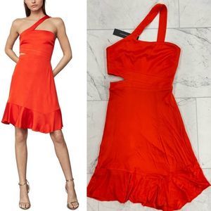 NWT BCBG Maxazria asymmetrical strap side cut-out dress